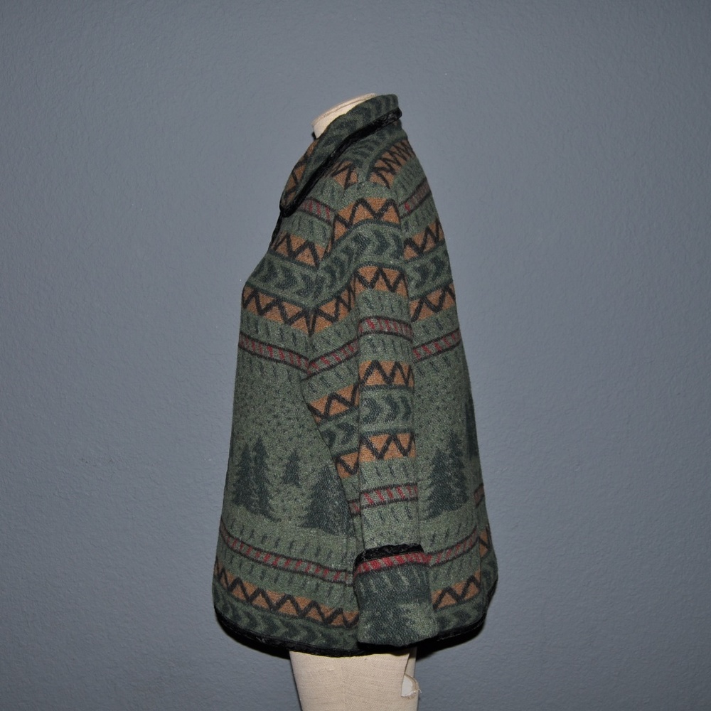 Vintage COLDWATER CREEK Tree Print Blanket Jacket - Picture 4 of 7